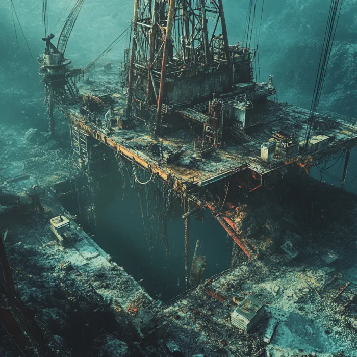 reuine immergée d'une ancienne plateforme pétrolière