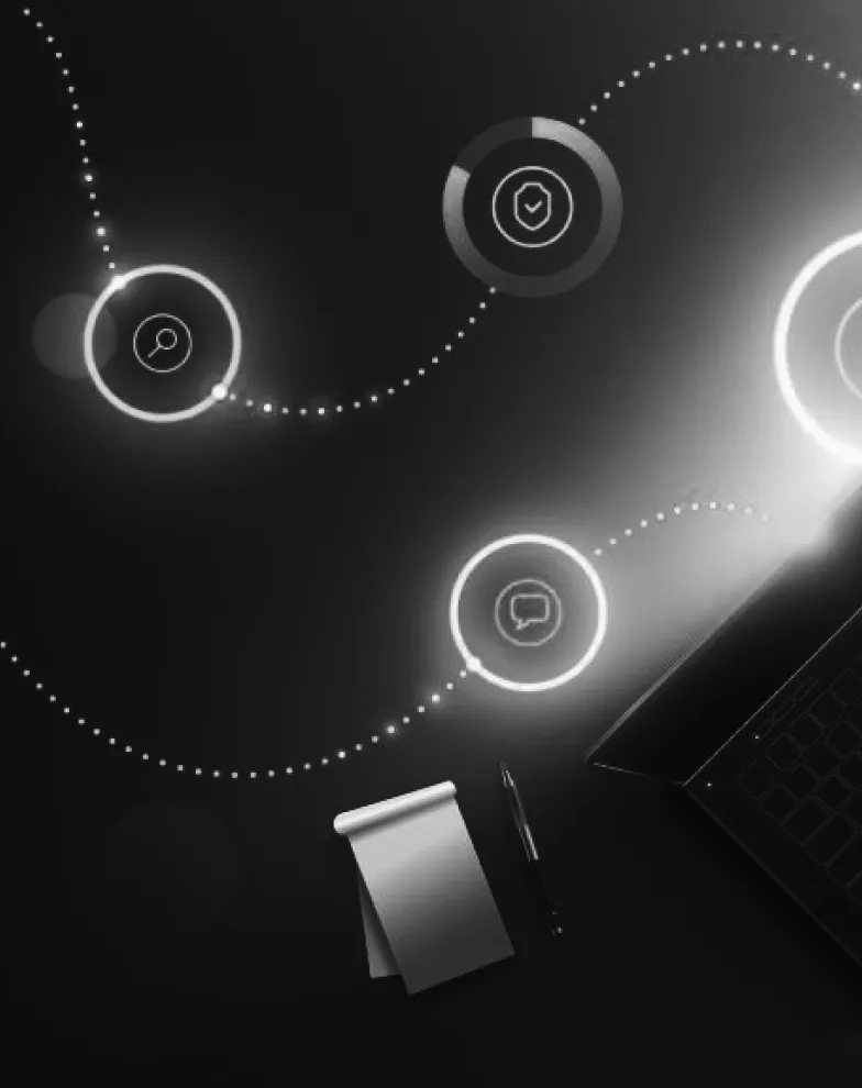 Image of a robotic hand touching a virtual screen